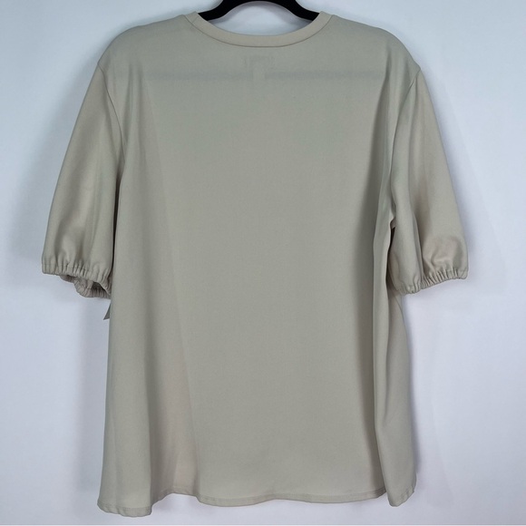 2/$30 Nordstrom brand dress top grey-tan short sleeves sz Large - Picture 3 of 7